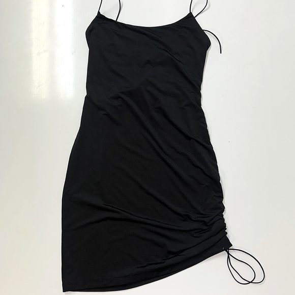 Black Ruched Mini Dress - Picture 1 of 6